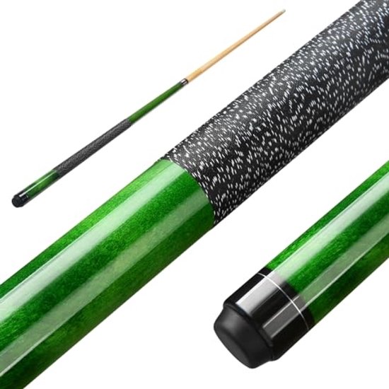PromoHome Poolkeu set van 4 - Canadees esdoornhout - Professionele biljartkeus - 58 inch - 19 oz - 13mm tip - Groen