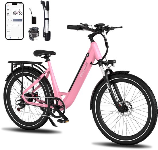 RCB G6 Elektrische Fiets - 27.5 Inch - 250W - 36V 13Ah -7 versnellingen- met App en NFC -roze van RCB