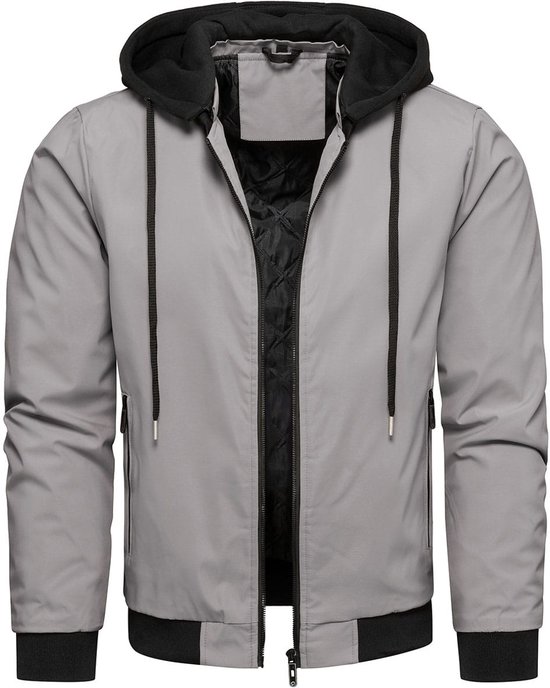 Recea - Mannelijke Overgangsjas - Grijs - Odpinbare Capuchon - XXXL van Merkloos