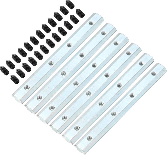 Rechte lijn aansluiting 6 stuks 7,1 inch binnenkoppeling houders met M6 schroeven voor 4040 serie aluminium extrusie T-profiel sleuf 8 mm (zilver)