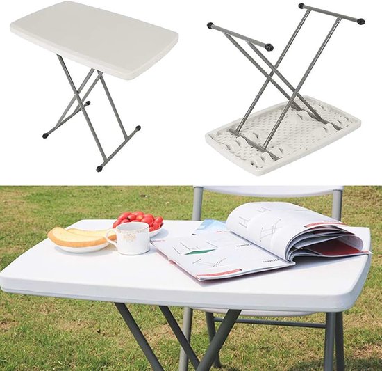 Rechthoekige klaptafel, verstelbare klaptafel, bijzettafel kan worden opgetild en neergelaten, zeer geschikt voor tuinen, terrassen en balkons, 76 x 50 x 74 cm