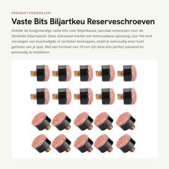 Reserveschroeven 20 Stuks - Vaste Bits - Biljartkeu - Leer - Eenvoudig te Installeren - Snelle Reparatie - Biljartpunten