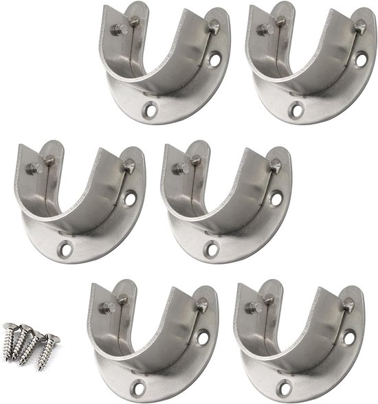 Robuuste flenshouder voor stalen stangen van 25 mm - Set van 6, ideaal voor bevestiging en ondersteuning