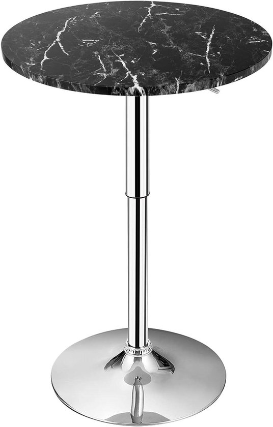 Ronde Bartafel - Pubtafel Cocktailtafel - Drankjes Serveren - 360 Graden Draaibaar - Verstelbare Hoogte - Zwart