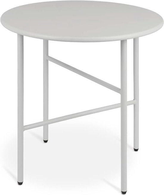 Ronde Bijzettafel Metaal Krasbestendig Tafelblad Salontafel Tuintafel | Ø44cm licht grijs stabiel lichtgewicht woonkamer binnen buiten balkontafel terras nachtkastje bed slaapkamer Stabiele Finn