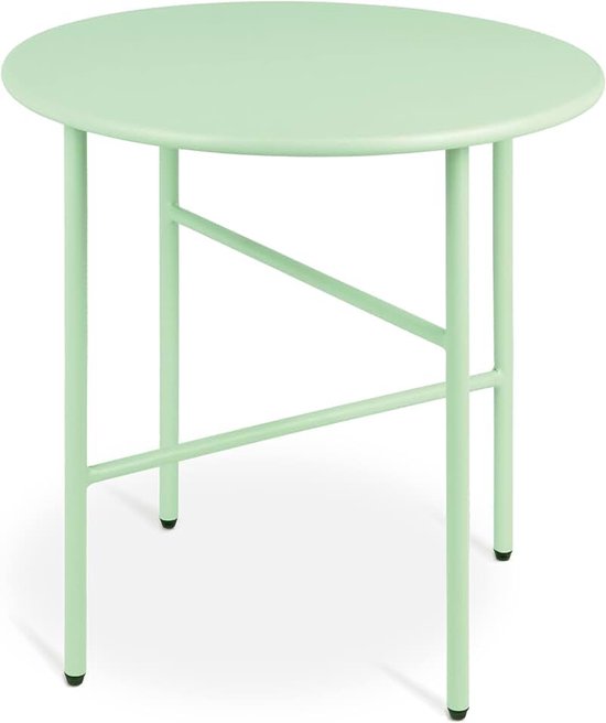 Ronde Bijzettafel Metaal Krasbestendig Tafelblad Salontafel Tuintafel | Ø44cm Mint stabiel lichtgewicht woonkamer binnen buiten balkontafel terras nachtkastje bed slaapkamer Stabiele rond Finn