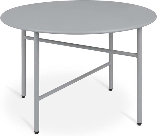 Ronde Bijzettafel Metaal Krasbestendig Tafelblad Salontafel Tuintafel | Ø53cm grijs stabiel lichtgewicht woonkamer binnen buiten balkontafel terras nachtkastje bed slaapkamer Stabiele rond Finn