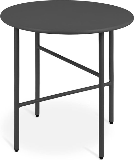 Ronde Bijzettafel Metaal Salontafel Binnen en Buiten Tuintafel Terras | Ø44cm zwart krasbestendig stabiel lichtgewicht Balkontafel Nachtkastje Bed Slaapkamer Tafelblad Stabiele Woonkamer rond Finn