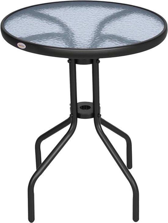 Ronde tafel "Bistro de Garden", diameter 60 x 70 cm, metaal, epoxyhars, zwart