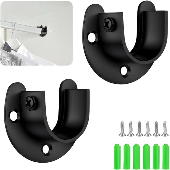 Ronde Tube Houder voor Kleding, 2 Stuks, 32 mm U-Vormige Stalen Beugels met Schroeven, Ideaal voor Kledingrails en Kastpijpen