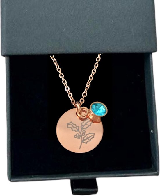 Rosey’s® - Geboortesteenketting december - Geboortesteenketting - Rose gold - Geboortesteen december - met doosje - Birth stone - Gepersonaliseerde ketting - Babyshower - Kraamcadeau - Geboortesteen - Moederdag - Geboortesteen ketting December van Rosey´s