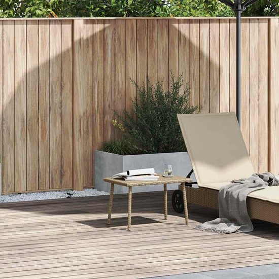 Rotan salontafel tuin beige rechthoekig 60x40x37 cm, stabiele tuintafel met gepoedercoat stalen frame voor buiten