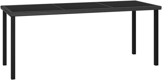 Rotan tuin eettafel zwart 180x70x73 cm