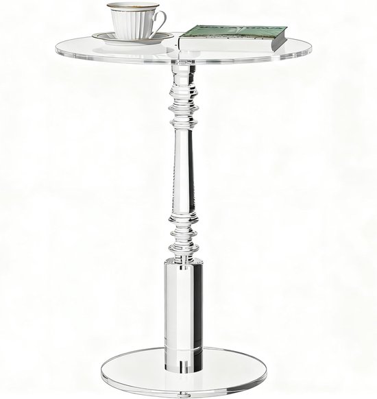 Round Pedestal Side Table, 45 x 45 x 60 cm, Clear