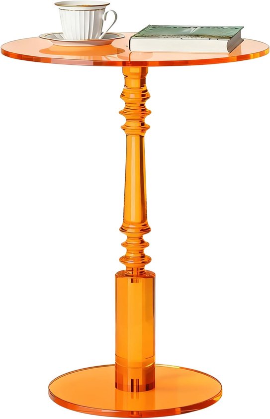 Round Pedestal Side Table, 45 x 45 x 60 cm, Orange