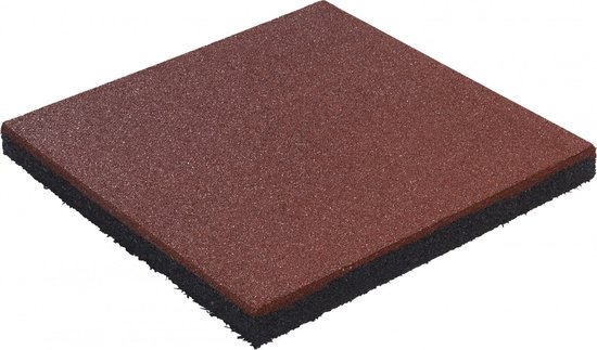Rubber tegel rood 45mm 50x50cm van Merkloos