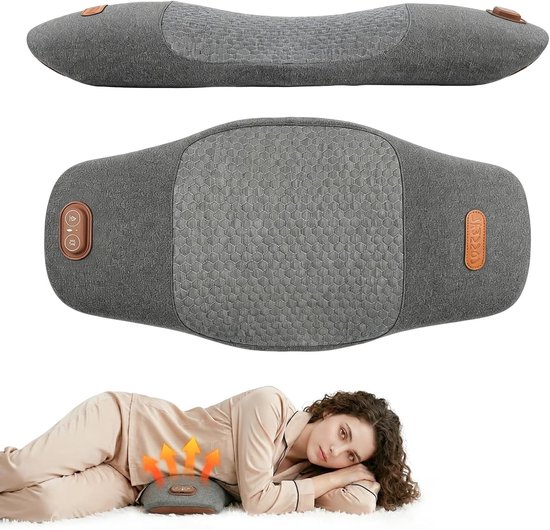 Rugkussen onderrug - Klassiek Grijs - Ergonomisch 26° lendensteun met warmte- en vibratiemassage - Traagschuim - Voor thuis en kantoor