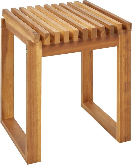 Rustieke buiten tuin bijzettafel licht acaciahout 40 x 40 cm Bellano