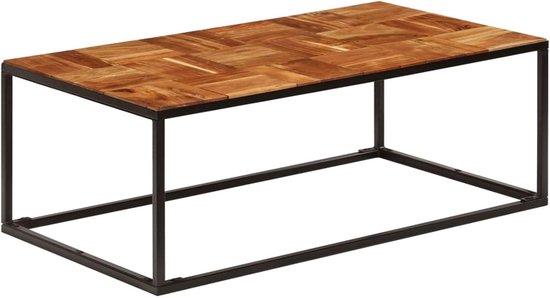 Salontafel, bijzettafel, koffietafel, woonkamertafel, bijzettafel, nachtkastje, telefoonstandaard, tafel voor woonkamer, 110 x 60 x 40 cm, massief hout, acacia en staal