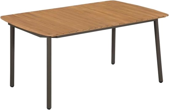 Salontafel, bijzettafel, woonkamertafel, theetafel, koffietafel voor kantoor, woonkamer, 150 x 90 x 72 cm, massief hout, acacia en staal