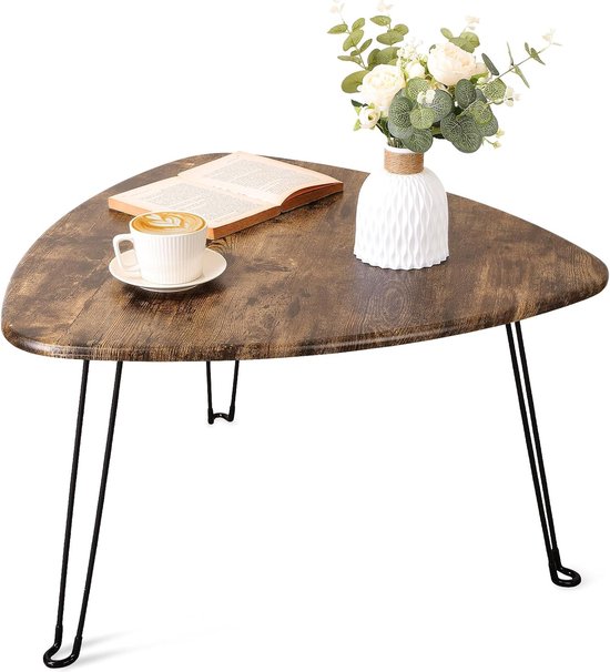 Salontafel driehoekige ontwerpen ovale salontafels midden eeuw houten driehoekige accenttafel met metalen poten opvouwbare industriële bank middentafel voor woonkamer
