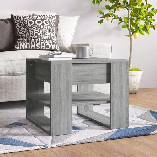 Salontafel, koffietafel, woonkamertafel, bijzettafel, theetafel, bartafel, woonkamermeubel voor woonkamer, grijs, Sonoma 55,5 x 55 x 45 cm, houtmateriaal