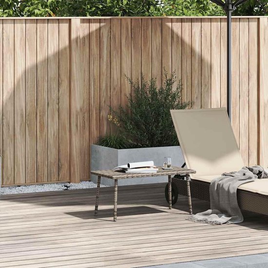 Salontafel, rechthoekig, grijs, 80 x 40 x 37 cm, tuinsalontafel van PE-rotan met gepoedercoat stalen frame, stabiel tafelblad voor dranken, onderhoudsvriendelijk