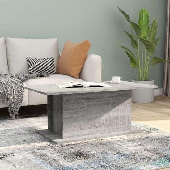 Salontafel Sonoma 102 x 55,5 x 40 cm van houtmateriaal - robuuste bijzettafel met grote legplank voor woonkamer en eetkamer, duurzaam tafelblad, onderhoudsvriendelijk