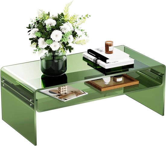 Salontafel, Transparant Helder Acryl Tafel (Groen, 50 cm)