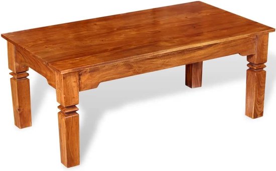 Salontafel van acaciahout met palissander-look en honingkleurige afwerking als robuuste salontafel en woonkamertafel