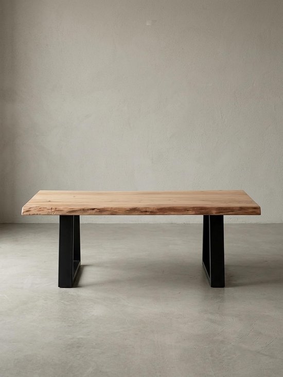 Salontafel van massief hout acacia | boomstam woonkamertafel 115 x 40 x 60 cm | bijzettafel in landelijke stijl