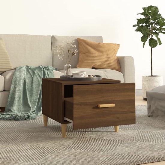 Salontafels, 2 stuks, bijzettafel voor bank, veelzijdige salontafel met laden, woonkamertafel, eetkamer, modern, hout, bruin eiken, 50 x 50 x 40 cm