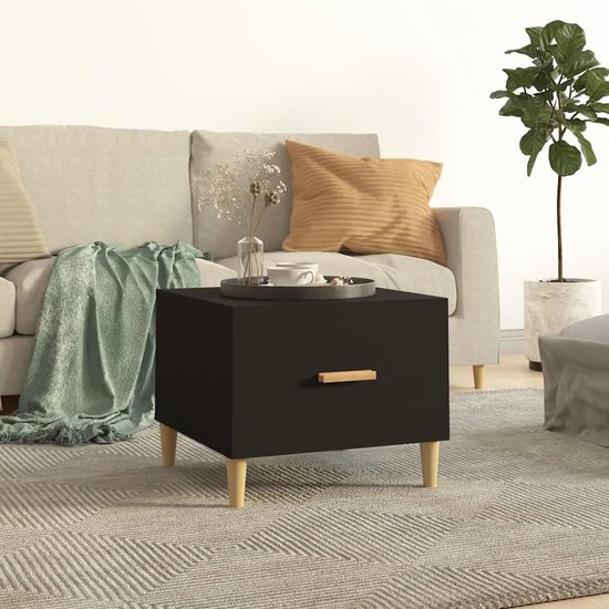 Salontafels, 2 stuks, bijzettafel voor bank, veelzijdige salontafel met laden, woonkamertafel, eetkamer, modern, hout, zwart, 50 x 50 x 40 cm