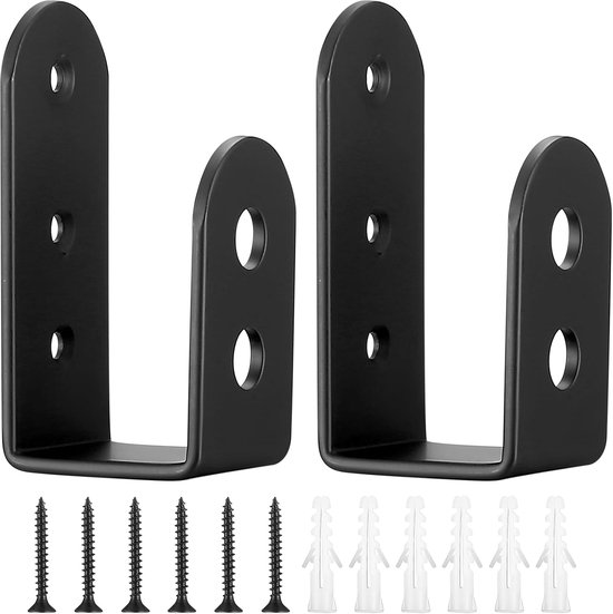 Sander Shop 2 stuks Deurvergrendelingen, U-vormige Stalen Beugels, Stalen Veiligheidssloten voor Deuren, Metaalsteunen met Schroeven, Geschikt voor Hout 2 x 4-Zwart van Sander Shop