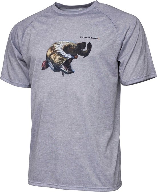 Savage Gear Pike Tee Flinth Grey Melange - PROMO van Savage Gear