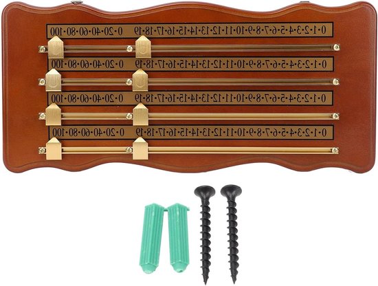 Score Keeper voor Snooker en Biljart - Club Accessoires van Hout - 4 Sporen Scorebord - Bruin Kleur.