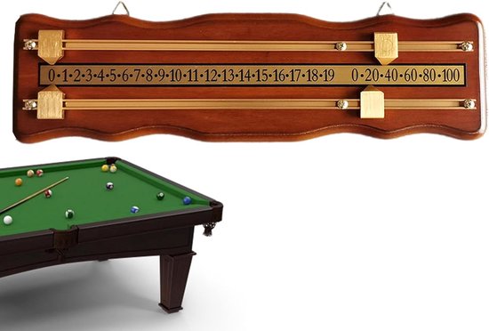 Scorebord - Puntenteller - Biljart Spel - Gemakkelijk Leesbaar - 43 x 12 cm - Bruin