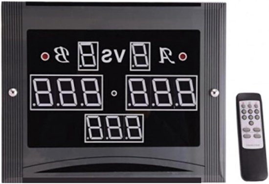 Scorebord - Scorekeeper Elektronisch - Biljart Spel - Afstandsbediening Inclusief - 36x29x3 cm - Zwart