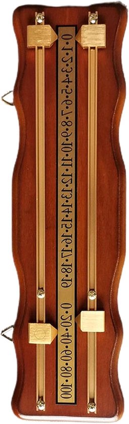 Scorebord - Telbord Spel - Spel Uitslag Bijhouden - Duurzaam Hout Metaal - 43cm x 12cm - Bruin