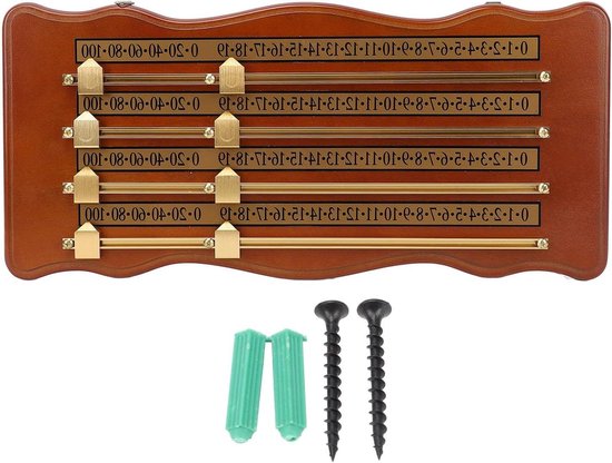 Scorebord voor Biljart en Snooker - Houten Score Keeper voor Club - 4 Spoor Scorebord in Bruin Hout - Biljart Accessoires van Merkloos