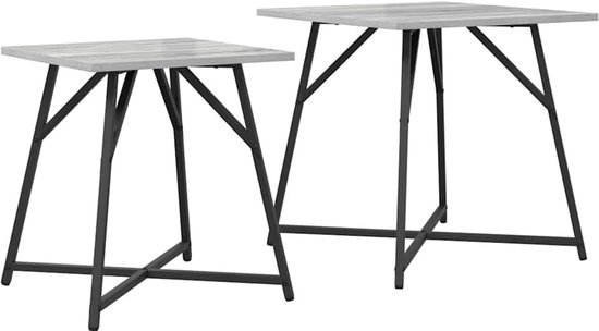Set bijzettafels 2 stuks Sonoma grijs & Zwart, Metalen frame
