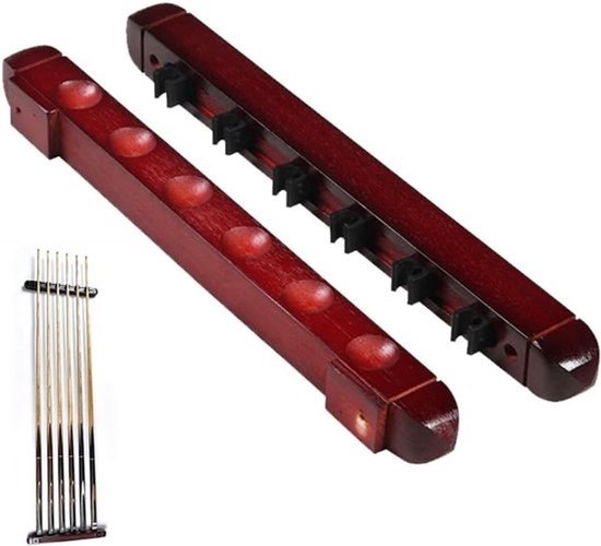 Set - pool cue rack - voor wandmontage - houten biljartstokhouder - cue stand