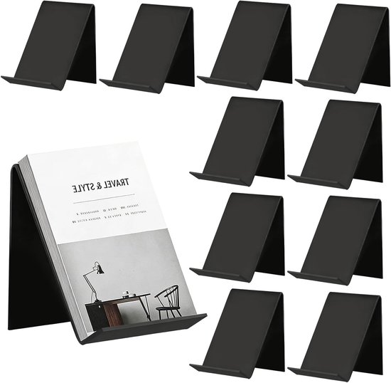 Set van 10 Acryl Boekensteunen, 13 x 11,5 x 10 cm, Verstelbare Boekenhouder voor Planken, Geschikt voor Kleine Boeken, Foto's en Ambachten, Ideaal voor Organisatie en Decoratie