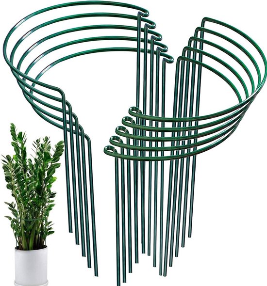 Set van 10 metalen halve plantsteunen voor tuinplanten, bloemen, tomaten en groenten (40 x 25 cm) van Merkloos