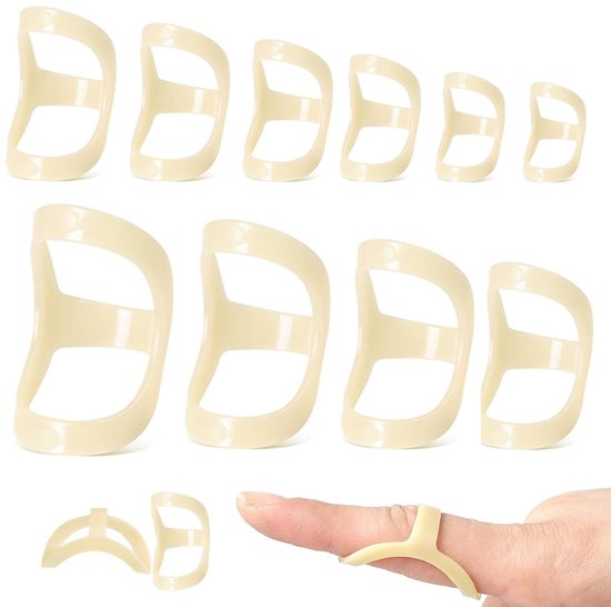 Set van 10 ovalen vingersteunen en kliktenen, plastic splints voor vinger- en enkelondersteuning, diverse maten van 4 tot 13