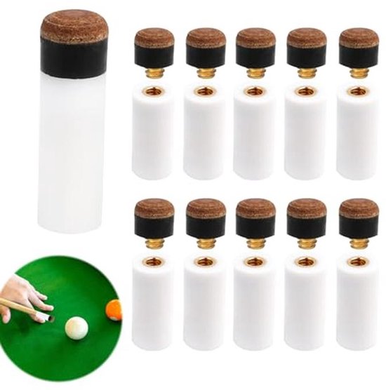 Set van 10 reserve biljartpunten 10 mm huls voor biljartstokken