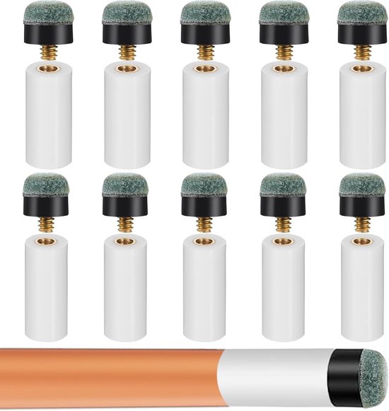 Set van 10 stuks 12mm biljartkeu tips met schroef en klem voor snooker en pool, accessoires voor biljartspel