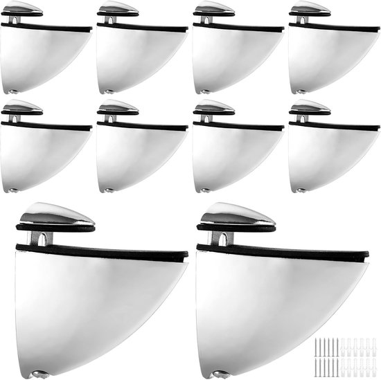 Set van 10 Verstelbare Glazen Planksteunen voor Muurmontage, Geschikt voor 3-16mm Dikke Planken, Duurzaam en Stijlvol Ontwerp