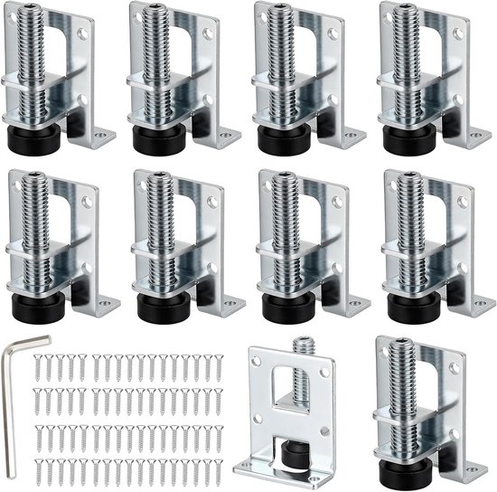 Set van 10 Verstelbare Meubelpoten 55 mm - Niveauer voor Meubels, Stevige Ondersteuning, Inclusief 60 Kleine Schroeven en 1 Inbussleutel, Ideaal voor Meubelverhoging