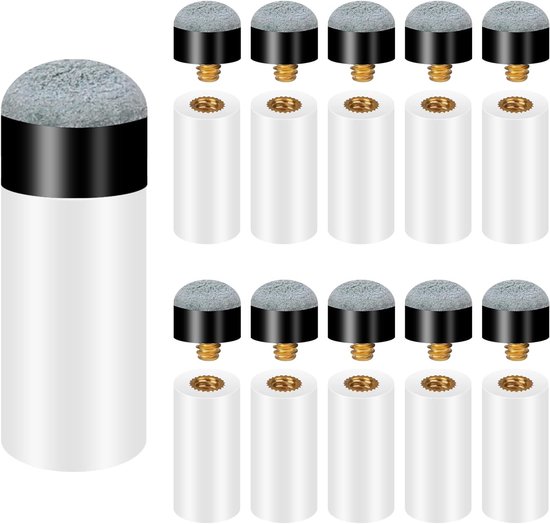 Set van 10 vervangende biljartkeu tips met schroef en ferrule - 12 mm grijze accessoires voor snooker en poolkeuen